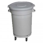 Basurero Cilíndrico con Tapa Plana y Dolly Grande,Capacidad: 120 litros